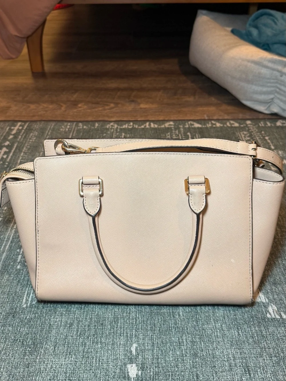 Michael Kors Beige Pebbled Leather Crossbody Satchel